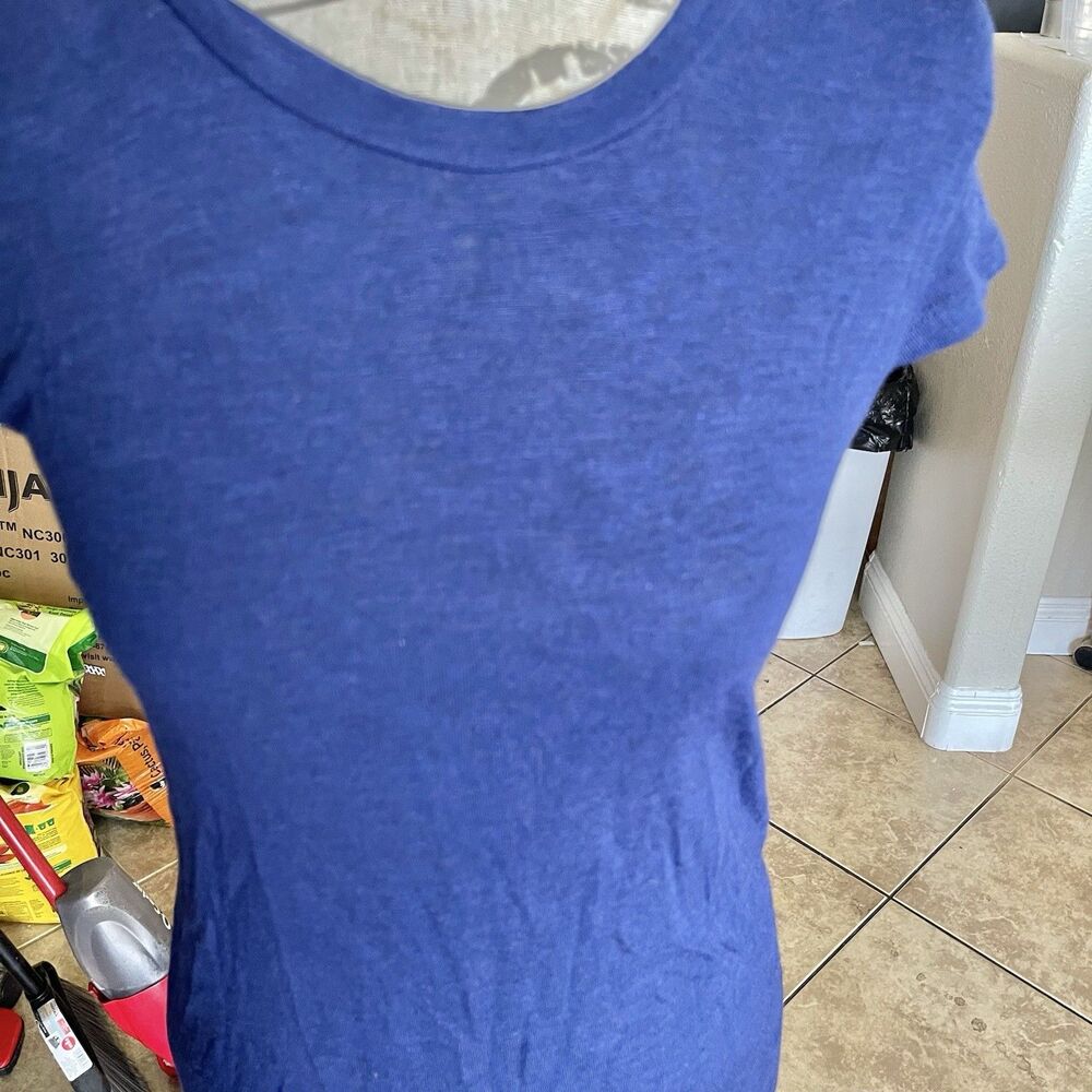 Jessica Simpson Dress Midi Small Short Sleeve Slit Blue Minimalist Coastal Boho - Picture 6 of 10
